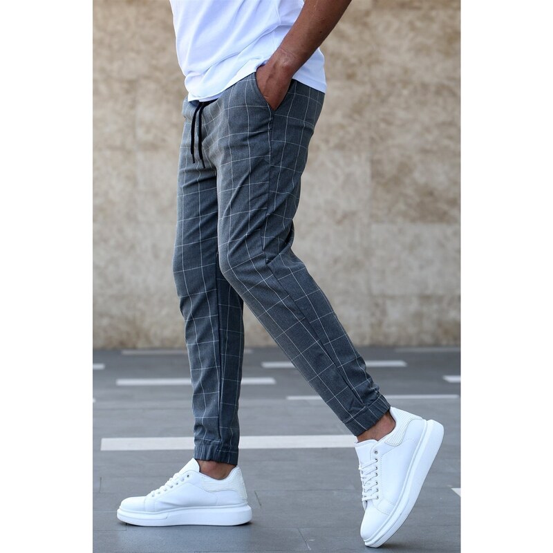 Madmext Checked Anthracite Jogger