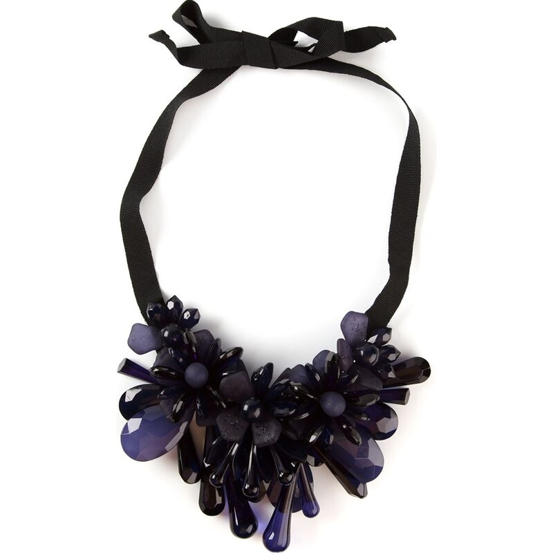 P.A.R.O.S.H. Flower Cluster Drop Ribbon Necklace