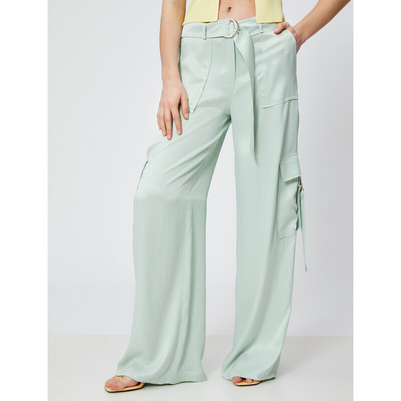 Koton Melis Ağazat X Cotton - Viscose Cargo Pants With Pockets