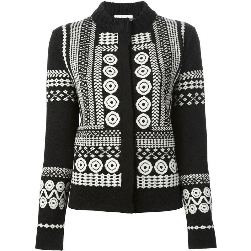 Chloé Aztec Knit Embroidered Cardigan