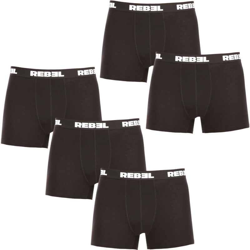 5PACK pánské boxerky Nedeto Rebel černé (5NBR001)