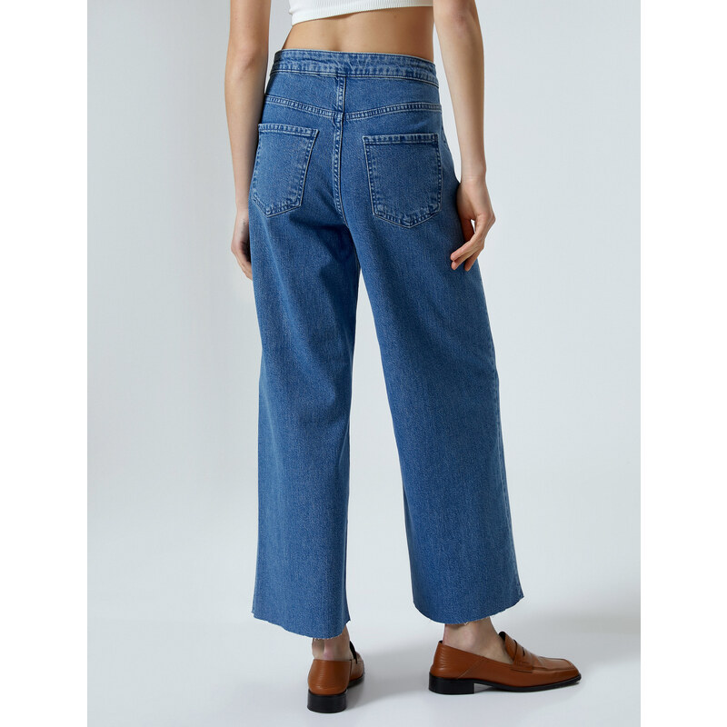 Koton Wide Leg Jeans High Waist Buttoned Jeans - Sandra Jeans