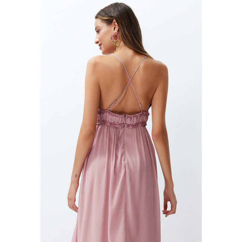 Trendyol Pale Pink Chiffon Long Woven Evening Dress