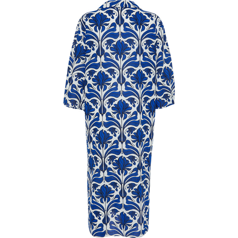 Trendyol Ethnic Pattern Wide Fit Midi Woven 100% Cotton Beach Dress