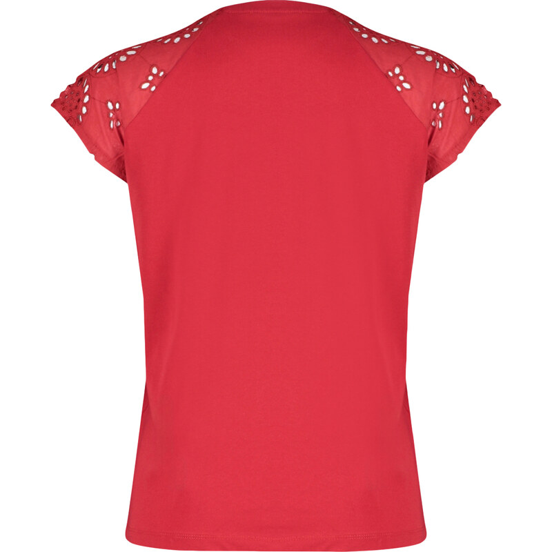 Trendyol Red Regular/Normal Fit Brode Detail Raglan Sleeve Knitted T-Shirt