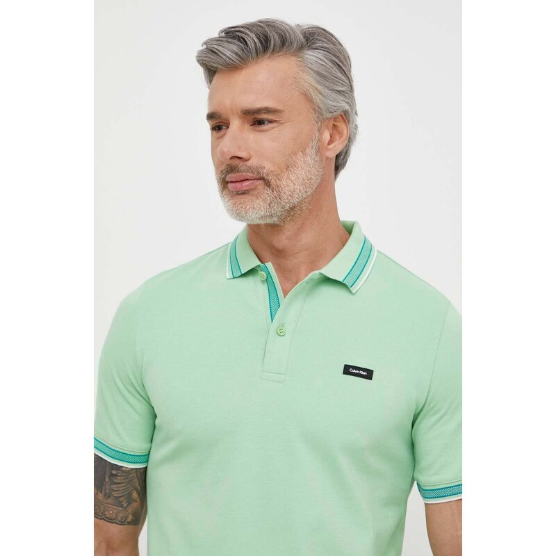 Polo tričko Calvin Klein zelená barva