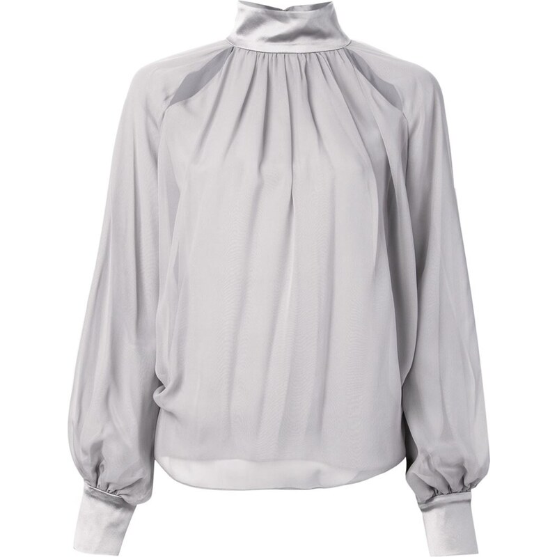 Prabal Gurung Contrasting Neck And Cuffs Gather Detail Blouse