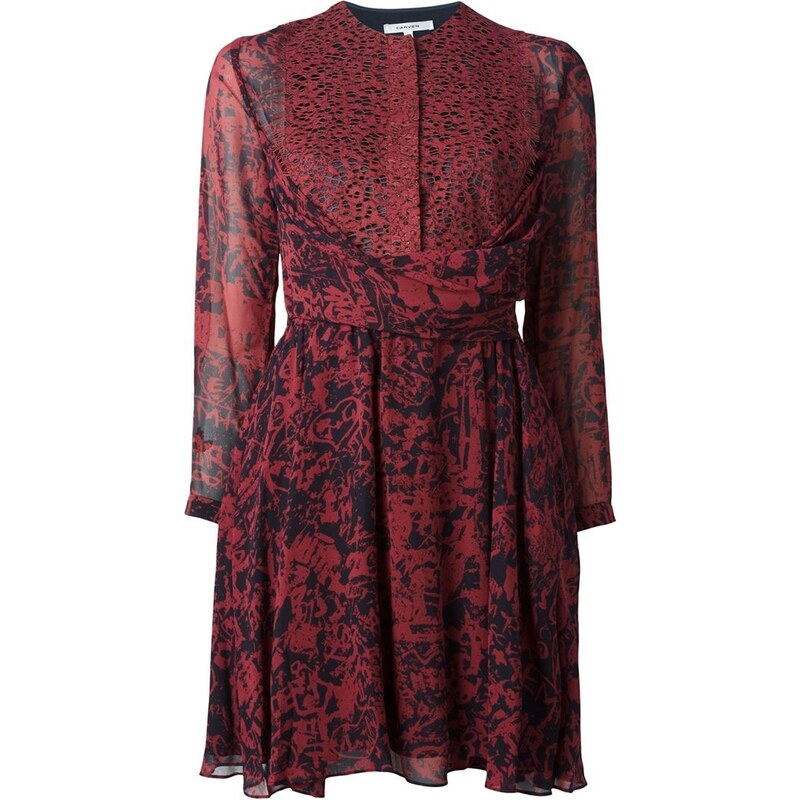 Carven Printed Lace Panel Dress