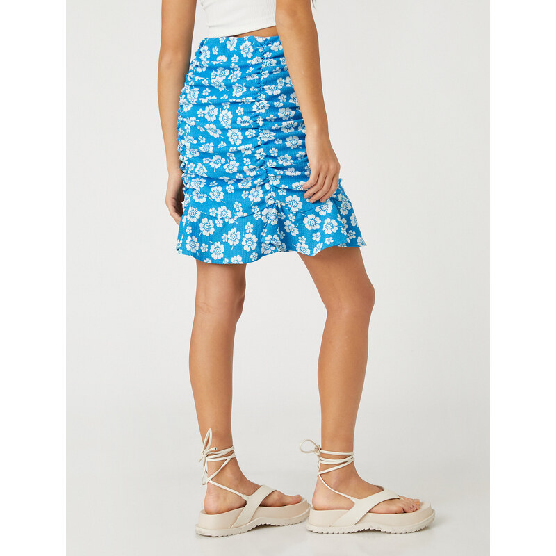 Koton Floral Mini Skirt Gathered Ruffles