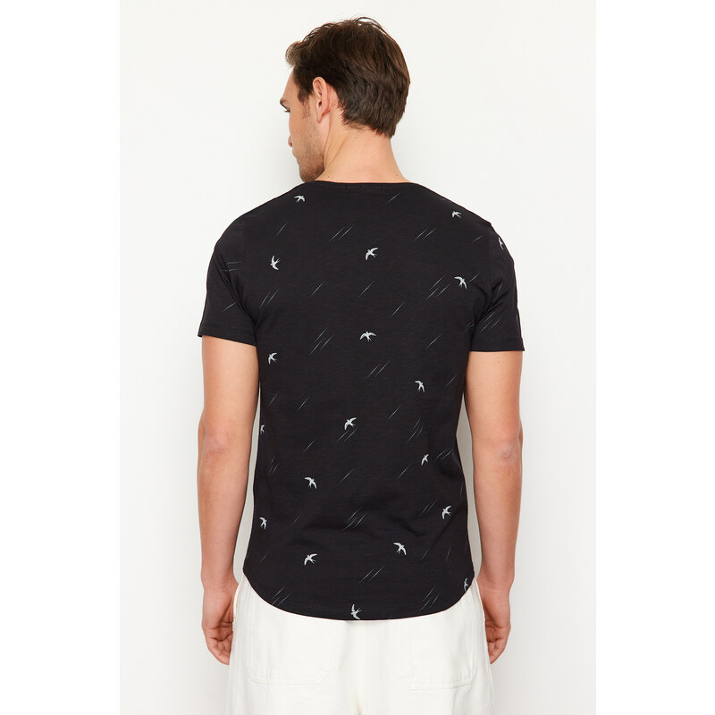 Trendyol Black Regular/Regular Cut Patterned T-Shirt