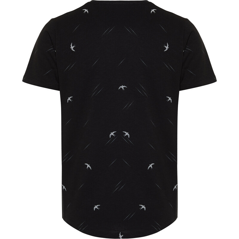 Trendyol Black Regular/Regular Cut Patterned T-Shirt