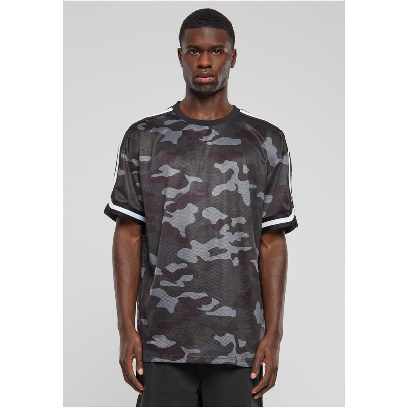 Urban Classics Pánské tričko Oversized Mesh AOP - tmavě