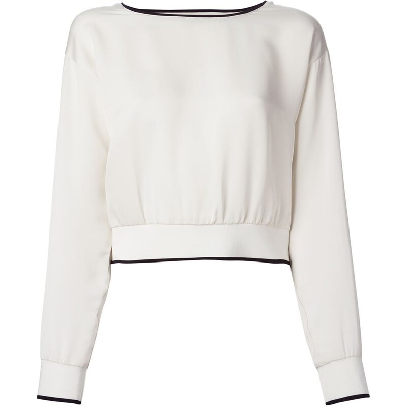 Theory Contrast Trim Cropped Sweater