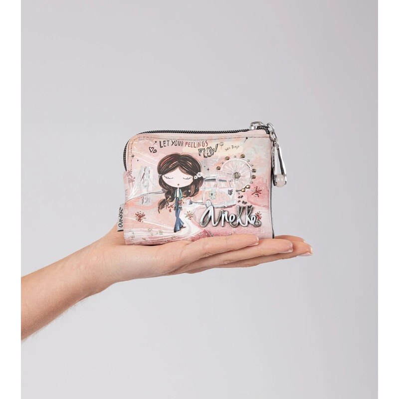 Anekke malá měkká peněženka Peace & Love Pink