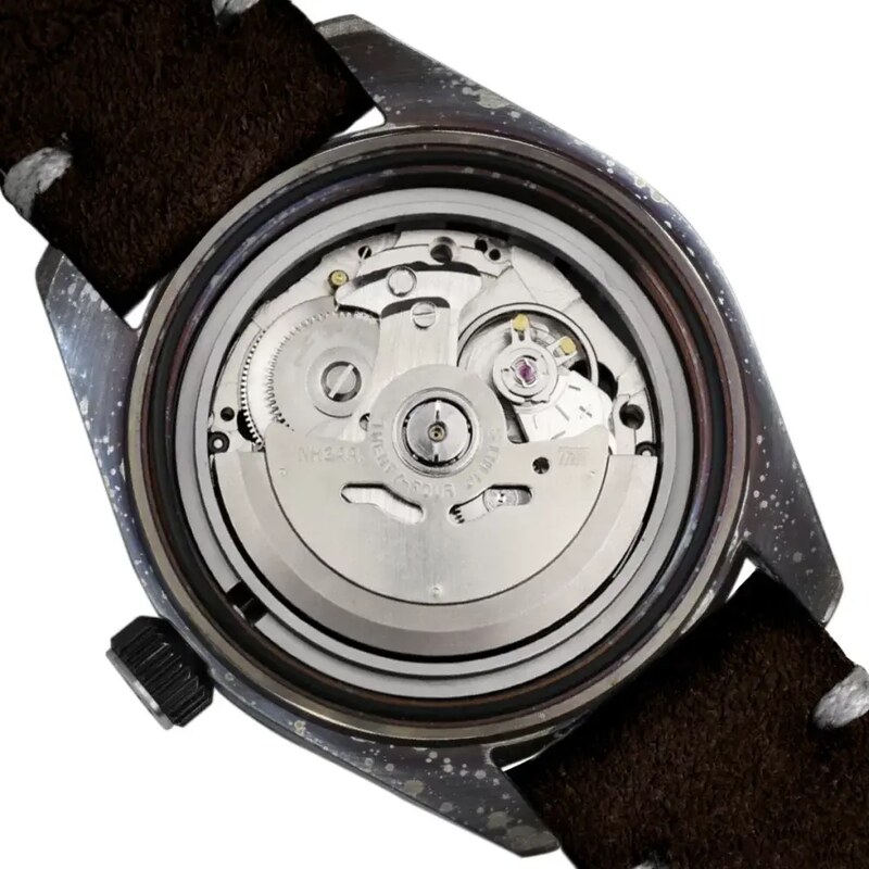 Out Of Order Watches Stříbrné pánské hodinky Out Of Order s koženým páskem After 8 GMT 40MM Automatic