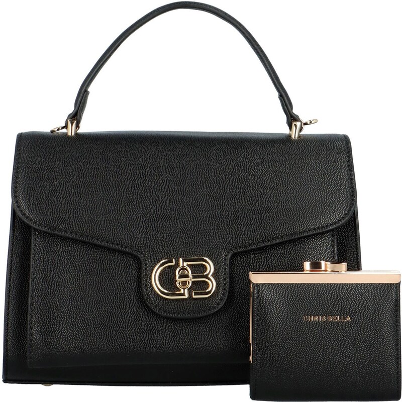 Chrisbella Set krásné dámské kabelky do ruky s peněženkou Scalitta, černá