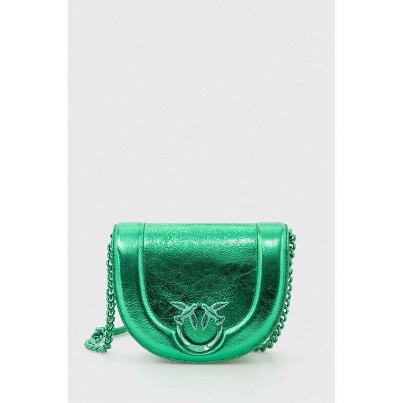 Kožená kabelka Pinko zelená barva, 101969.A1JG