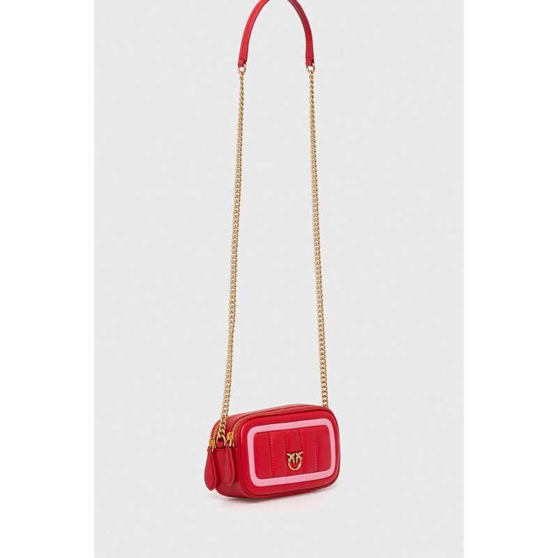 Kožená kabelka Pinko červená barva, 102810.A1F1