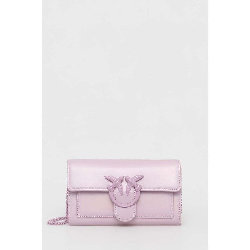 Kožená peněženka Pinko fialová barva, 100062.A124