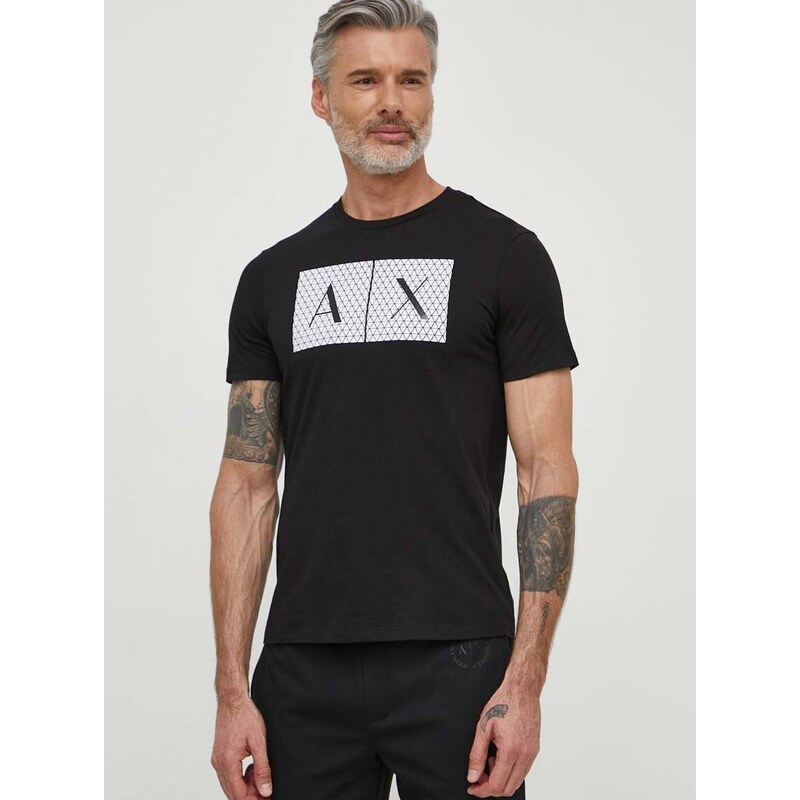 Bavlněné tričko Armani Exchange černá barva, s potiskem, 8NZTCK Z8H4Z NOS