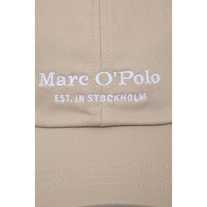 Bavlněná baseballová čepice Marc O'Polo béžová barva, s aplikací