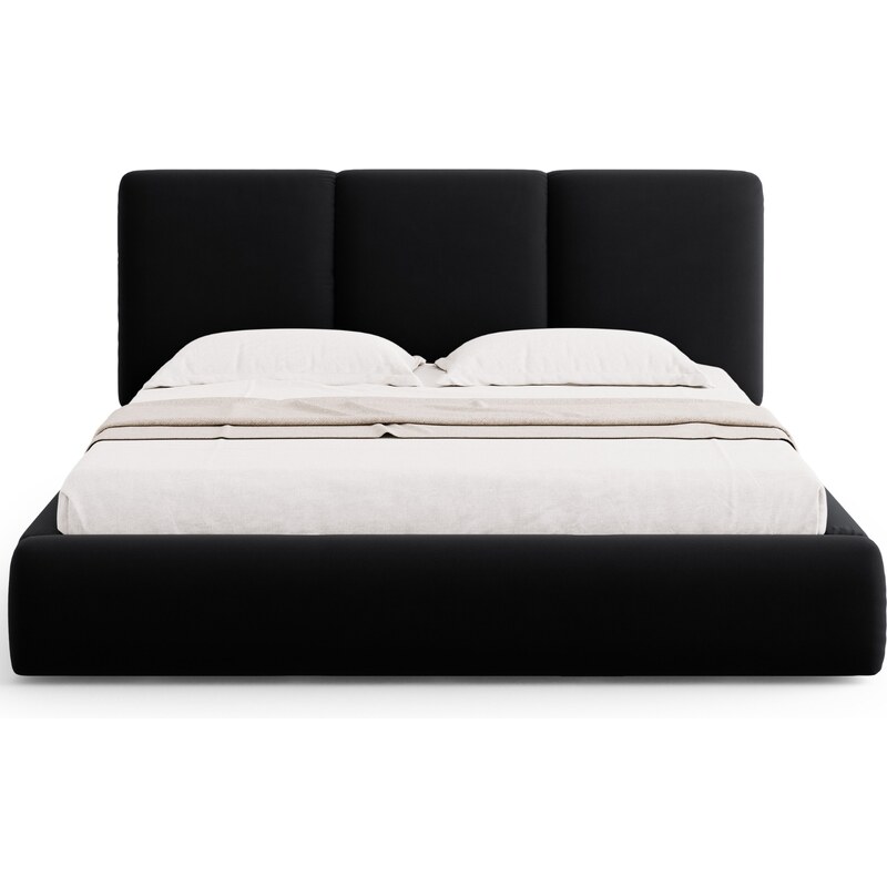 Černá sametová dvoulůžková postel Windsor & Co Horizon 200 x 200 cm s úložným prostorem