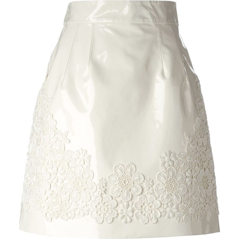 Dolce & Gabbana Floral Lace Leather Skirt