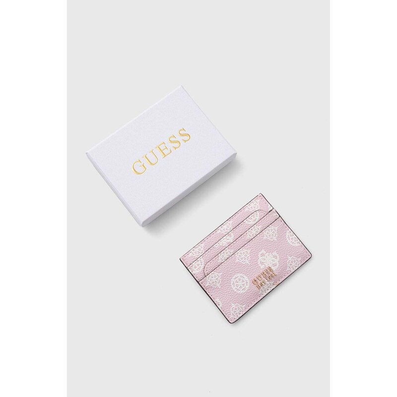 Pouzdro na karty Guess LAUREL růžová barva, SWPG85 00350