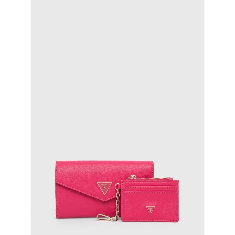 Peněženka a obal karty Guess dámská, růžová barva, GFBOXW P4202