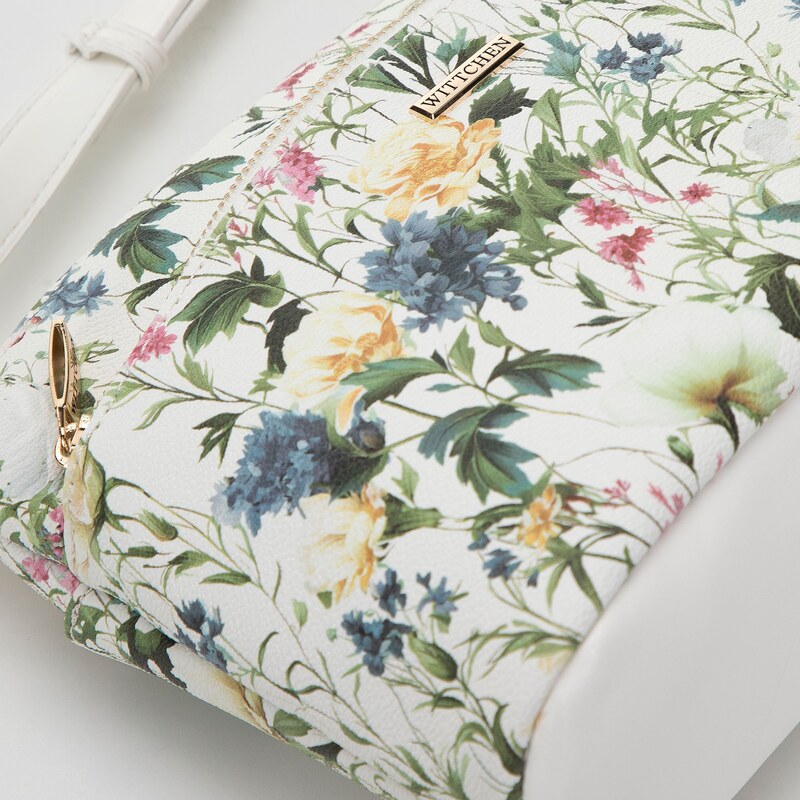 Dámská kabelka z ekologické kůže s květinami Wittchen, bílá, ekologická kůže