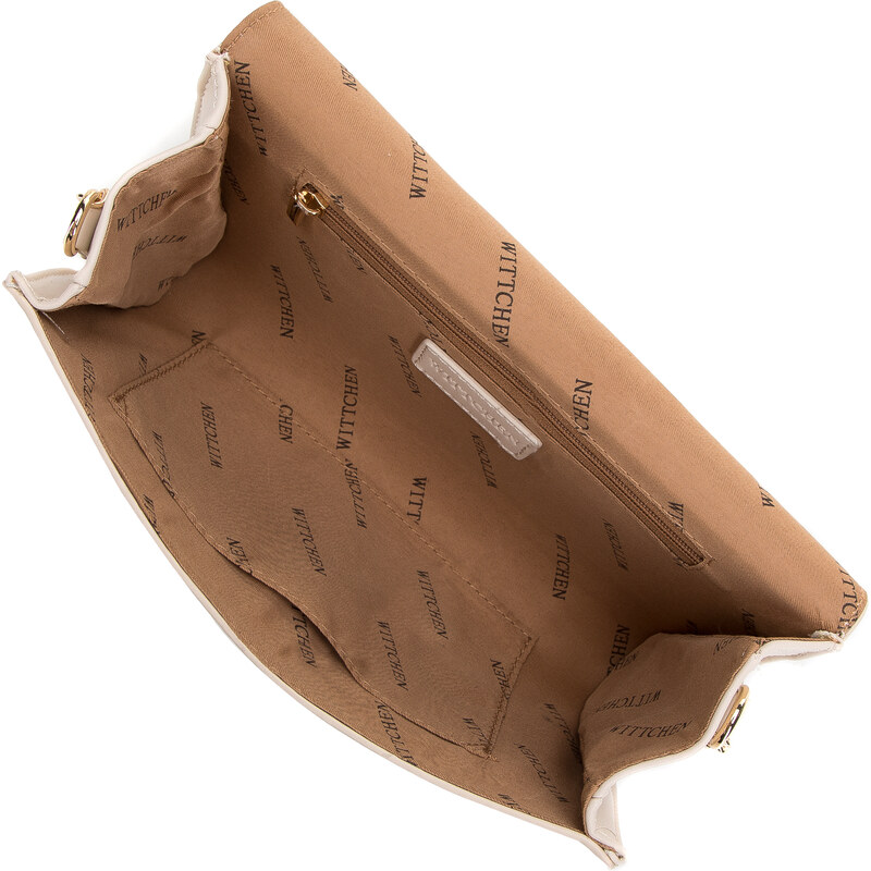 Dámská kabelka z hladké ekologické kůže s přezkou s krystaly Wittchen, béžová, ekologická kůže