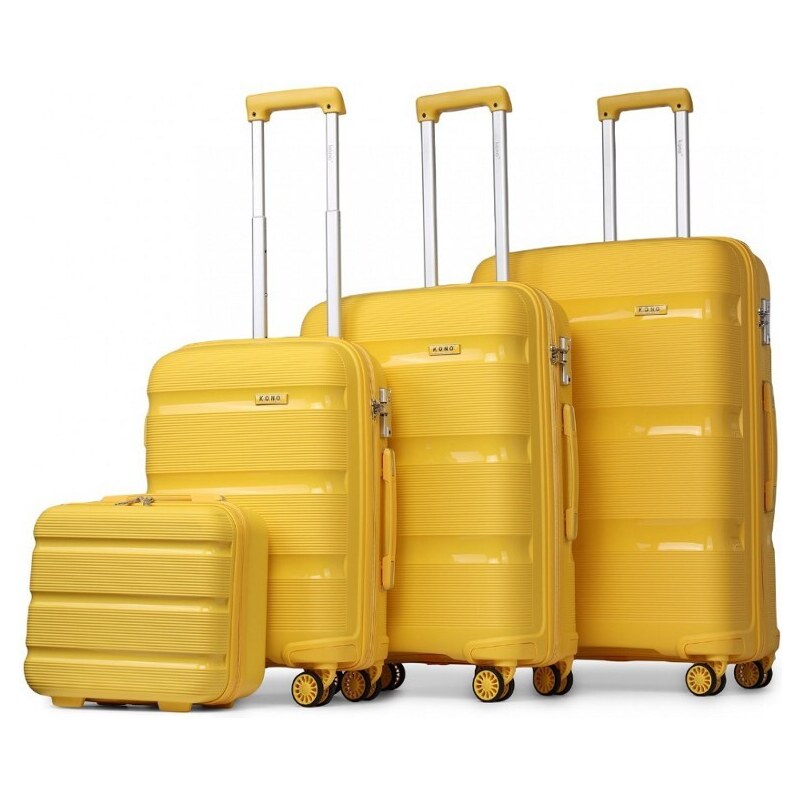 Konofactory Žlutá sada 4 prémiových plastových kufrů "Majesty" - vel. S, M, L, XL