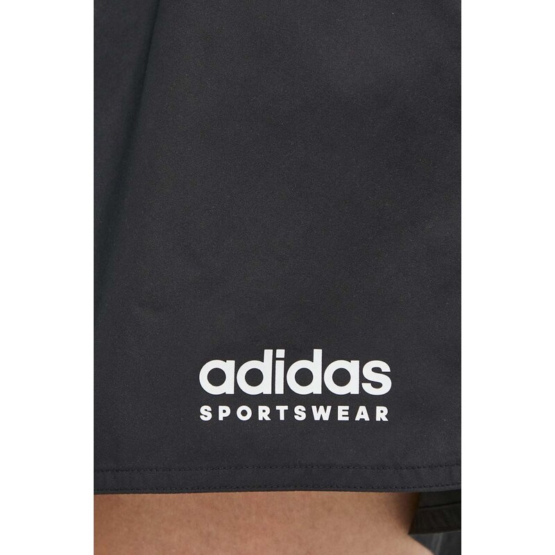 Kraťasy adidas dámské, černá barva, s potiskem, high waist, IQ3944
