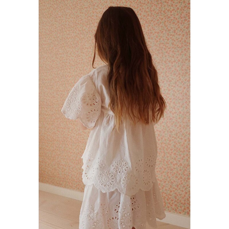 Dětská bavlněná sukně Konges Sløjd bílá barva, mini