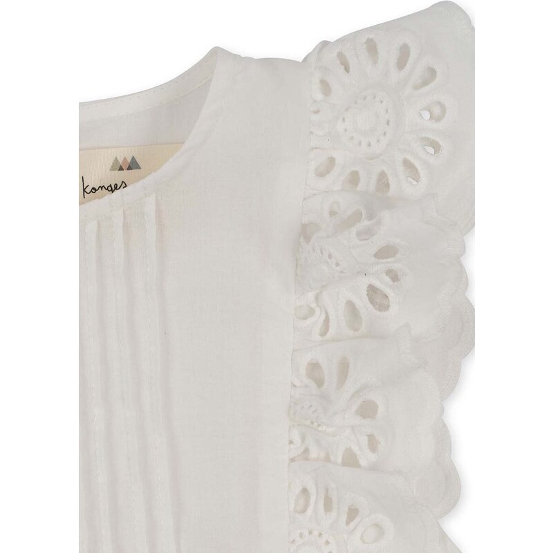 Dětské bavlněné šaty Konges Sløjd bílá barva, mini