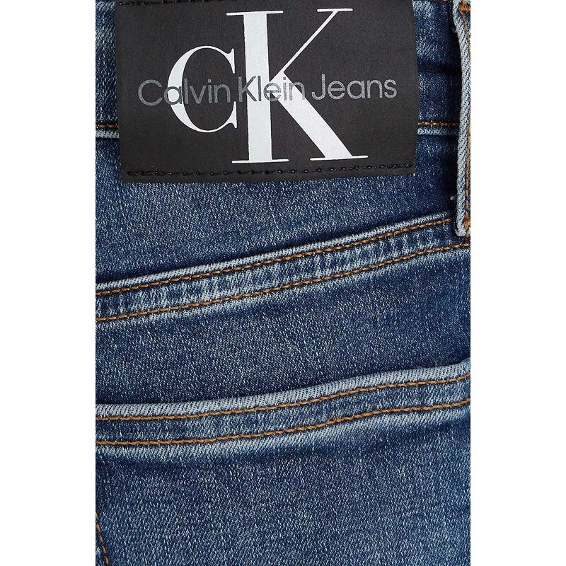 Dětské riflové kraťasy Calvin Klein Jeans tmavomodrá barva