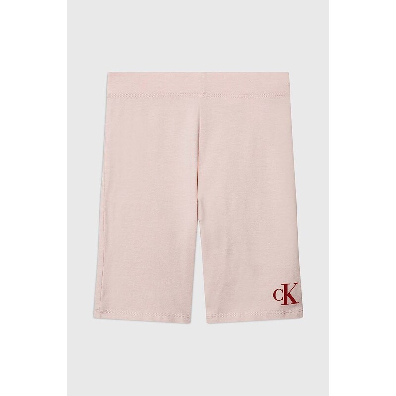 Dětské kraťasy Calvin Klein Jeans růžová barva, s potiskem