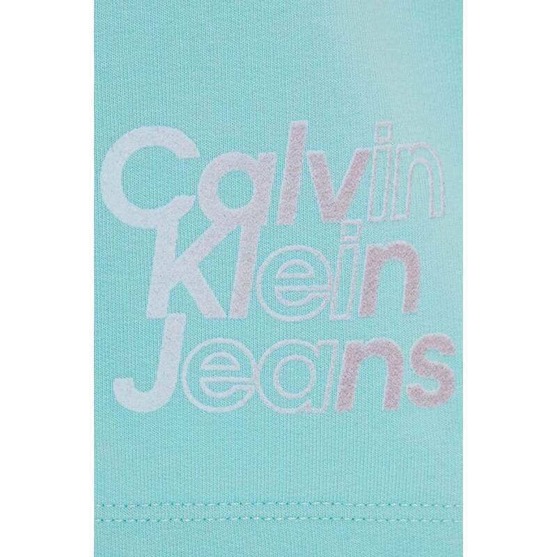 Dětské kraťasy Calvin Klein Jeans tyrkysová barva, hladké