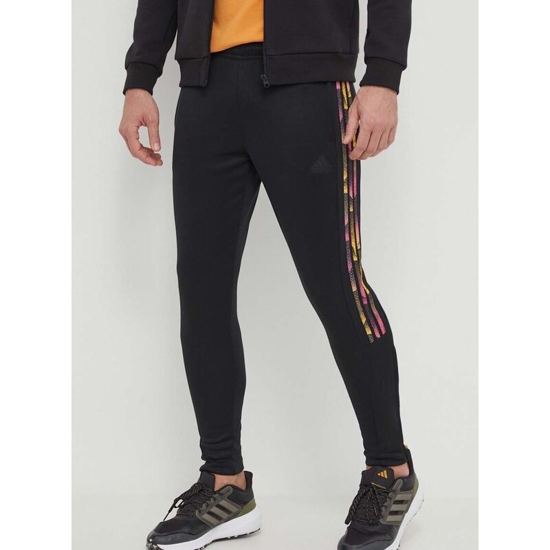 Tréninkové kalhoty adidas Tiro černá barva, s potiskem, IP3788
