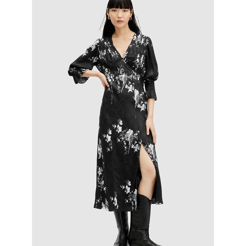 Šaty AllSaints ANI IONA DRESS černá barva, midi, W003DA