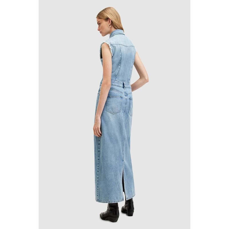 Džínové šaty AllSaints BLAIR DENIM DRESS maxi, W183DA