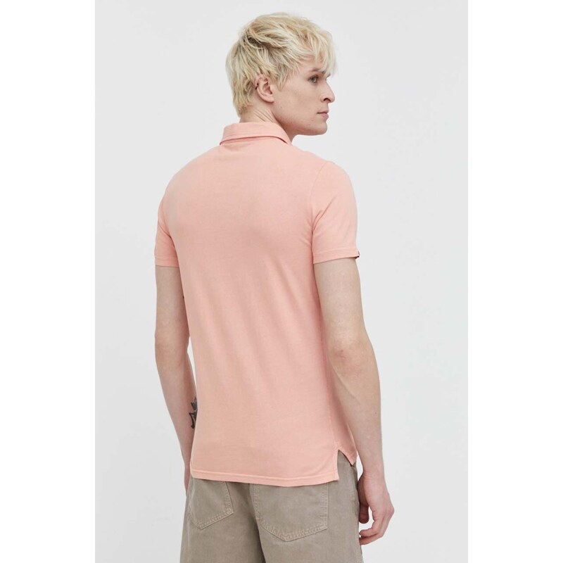 Bavlněné polo tričko Superdry růžová barva