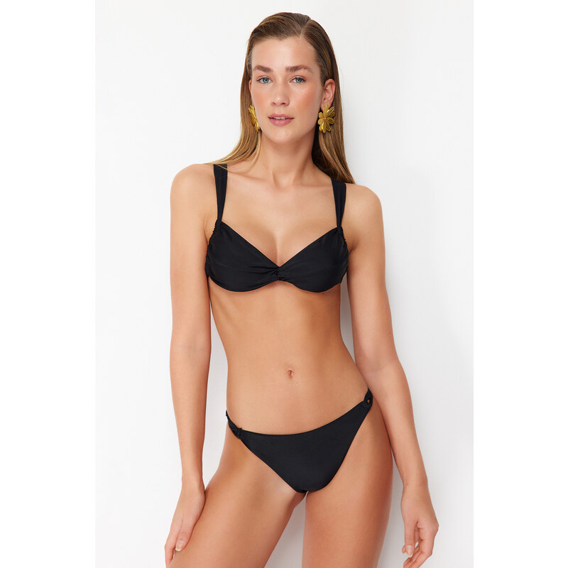 Trendyol Black Bralette Knotted Bikini Top