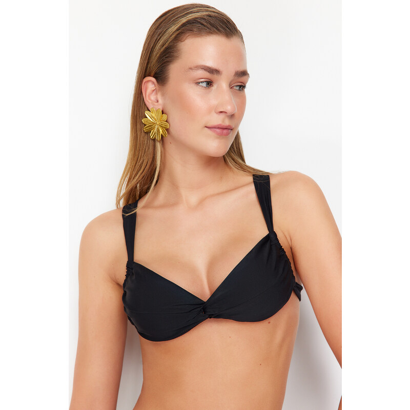 Trendyol Black Bralette Knotted Bikini Top