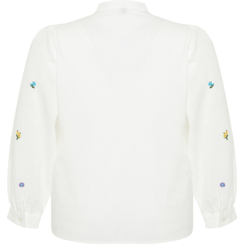 Trendyol Curve Ecru Embroidered Woven Shirt