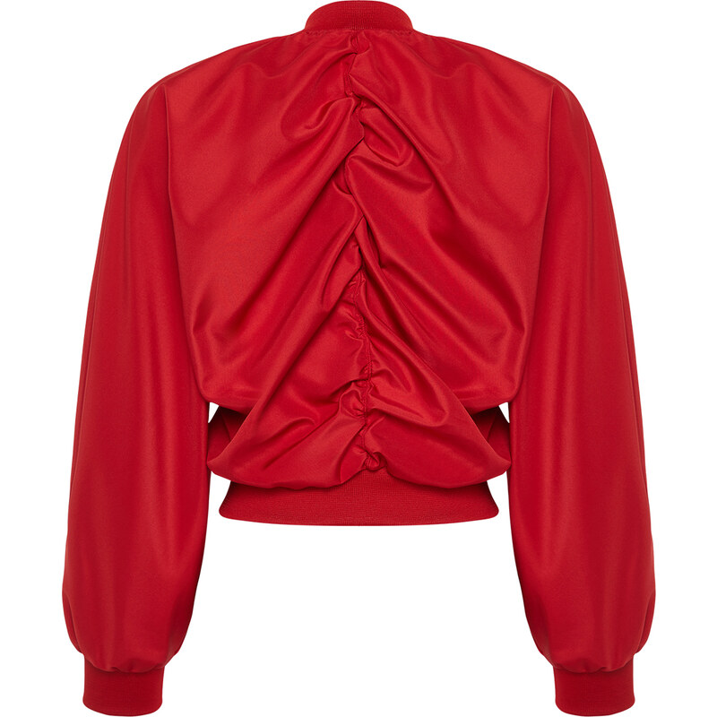 Trendyol Red Oversize Gather Detailed Waterproof Bomber Jacket Coat