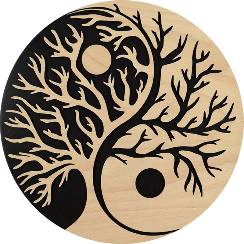 AMADEA Dřevěný obraz strom Jin a jang, rozměr 30 cm, český výrobek