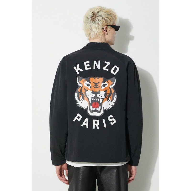 Bunda Kenzo Lucky Tiger Padded Coach pánská, černá barva, přechodná, FE55BL0629NG.99