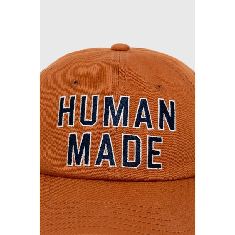 Bavlněná baseballová čepice Human Made 6 Panel Cap hnědá barva, s aplikací, HM27GD012