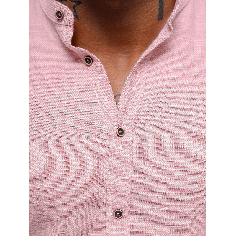 Pánská Košile Světle-Růžová OZONEE O/V106
